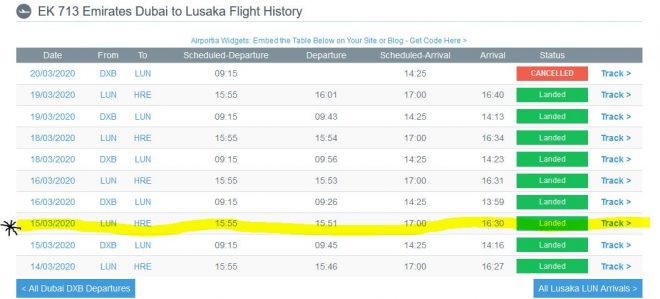 Flight EK713 Flight History (note the highlighted part
