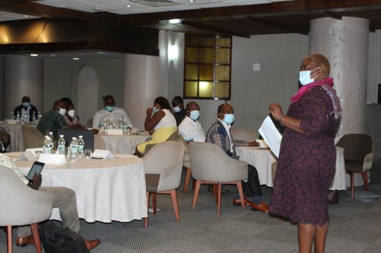 WAG Executive Director Mrs Edinah Masiyiwa addresses the Zim Nurses Association at the sensitisation meeting